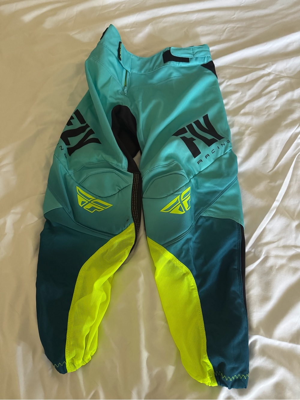 Kids Teal & Neon Yellow MX Pants
